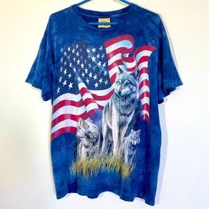 Vintage Wolf T Shirt Tiedyed Oversized Tee American Graphic Animal Nature Wolves